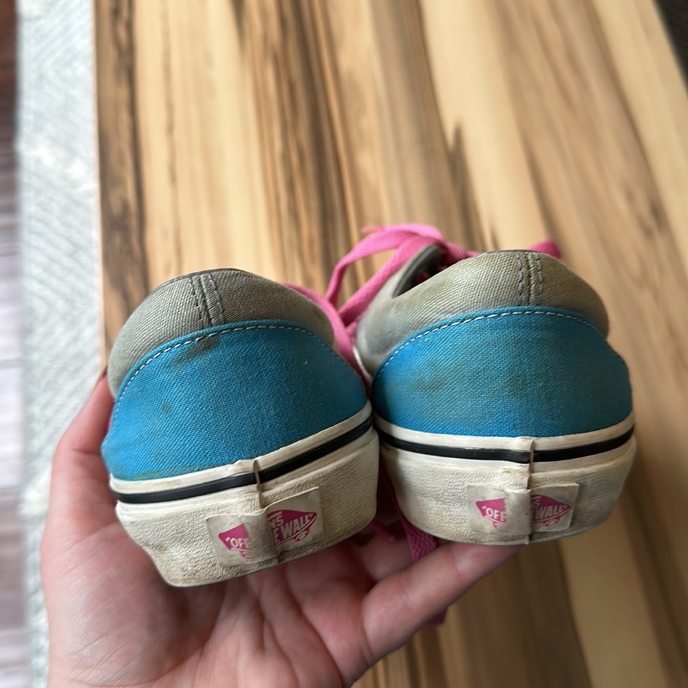👟 Color Block Pink and Gray Vans Shoes - Picture 4 of 5